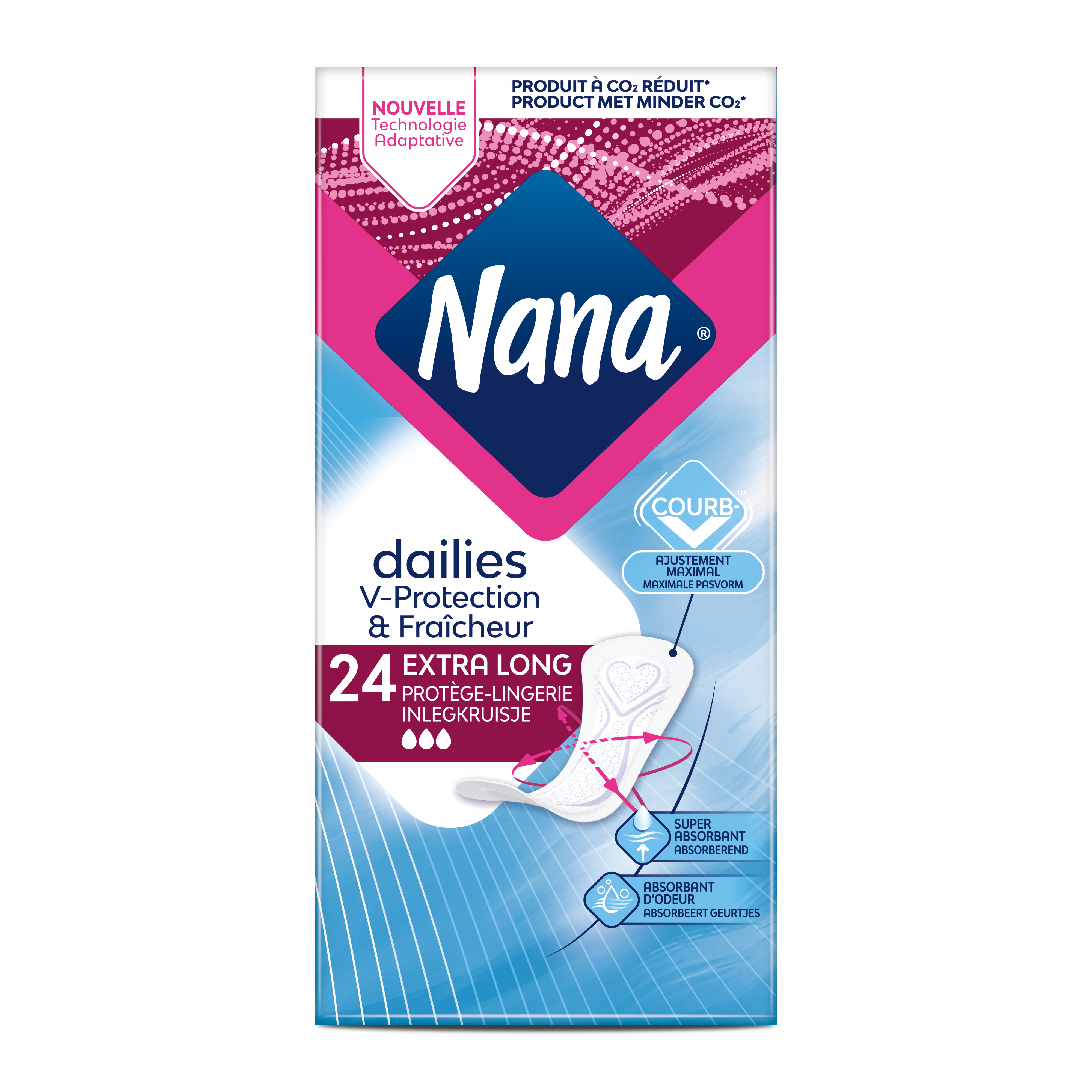 NANA Protège-lingerie fraîcheur extra long 24 protège-lingerie pas