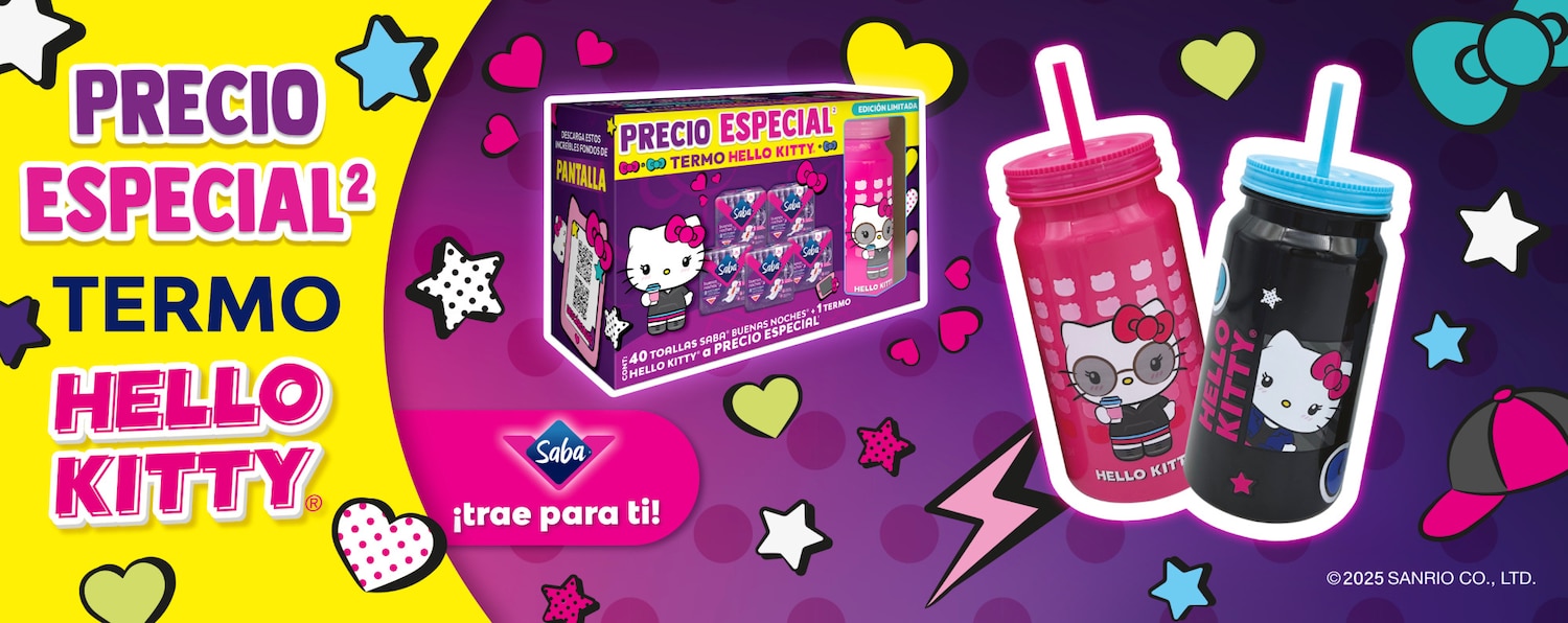 Kit con 8 paquetes de Toallas Buenas Noches 8 piezas + Termo Hello Kitty