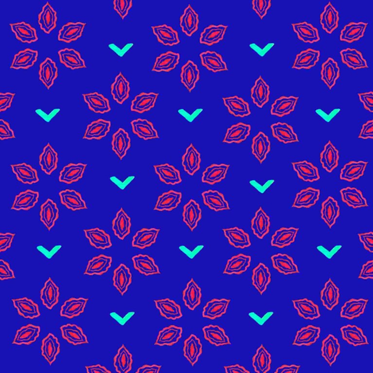 Vulva Flowers Blue Bg