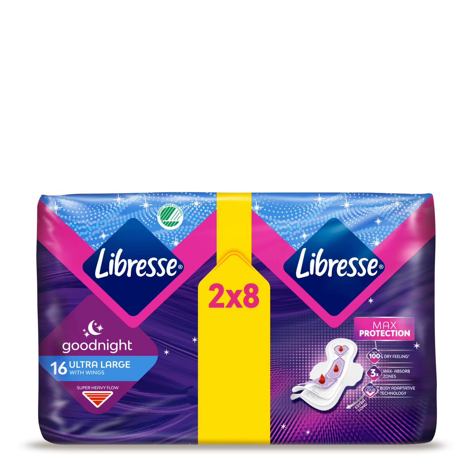 Libresse Goodnight Ultra Large With Wings Duo Pack X16 Ultra Pads Landscape