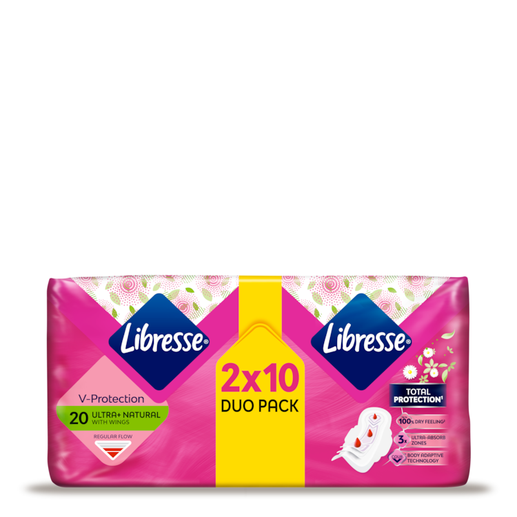 Libresse V Protection Ultra With Wings Natural Duo Pack X20 Ultra Pads Landscape