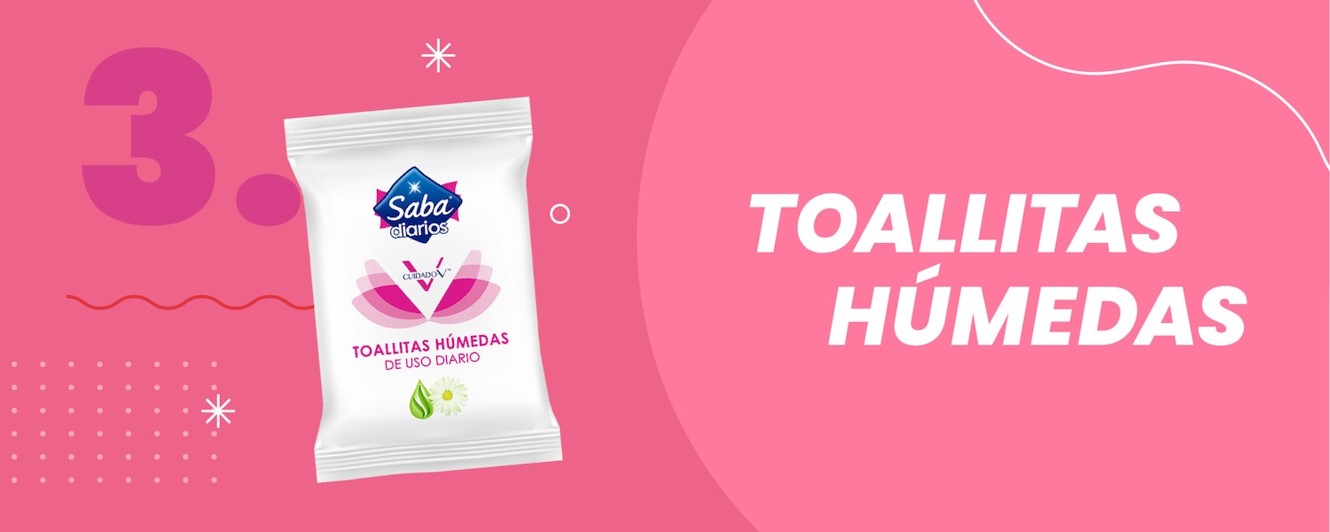 Paso 3 de la rutina de cuidado intimo, Toallitas húmedas Saba® V natural
