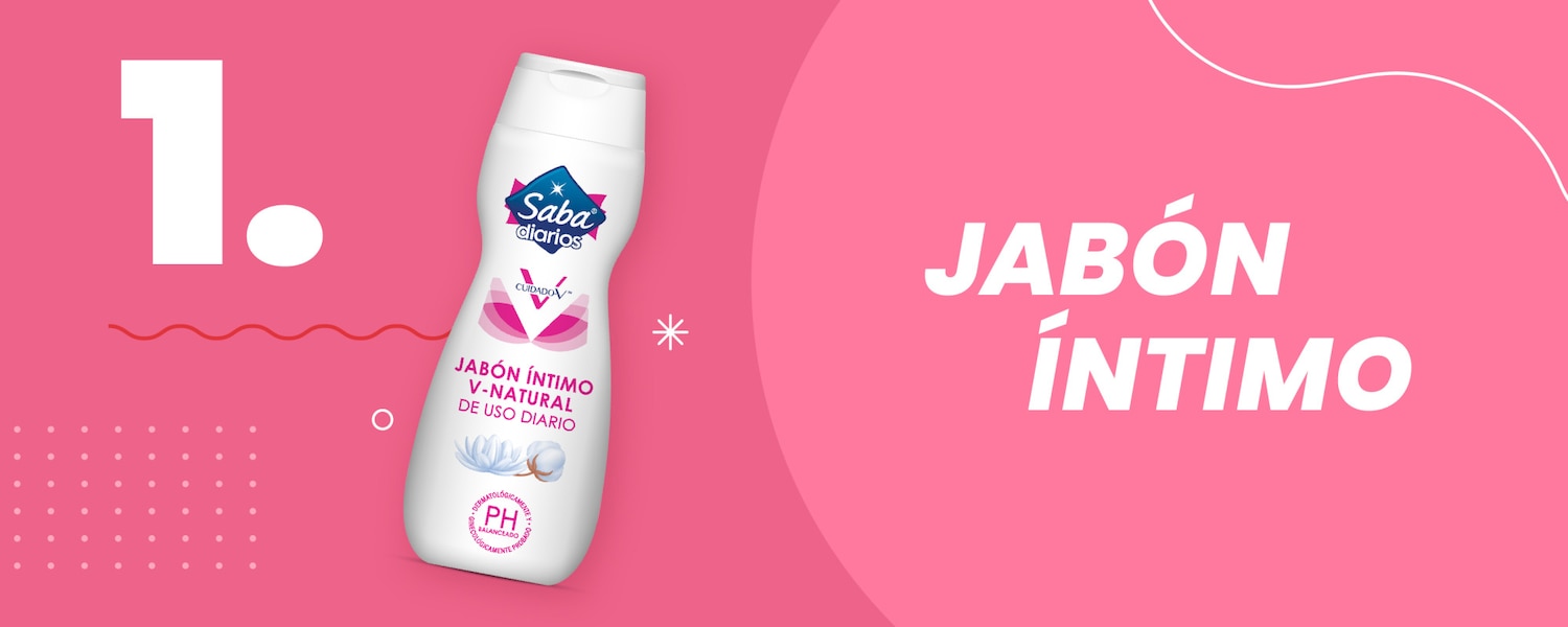 Paso 1 de la rutina de cuidado intimo, Jabon Saba® V nutritivo