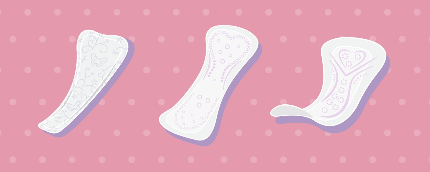 Ilustración detallada de tres tipos diferentes de protectores diarios ofrecidos por Bodyform colocados uno al lado del otro.