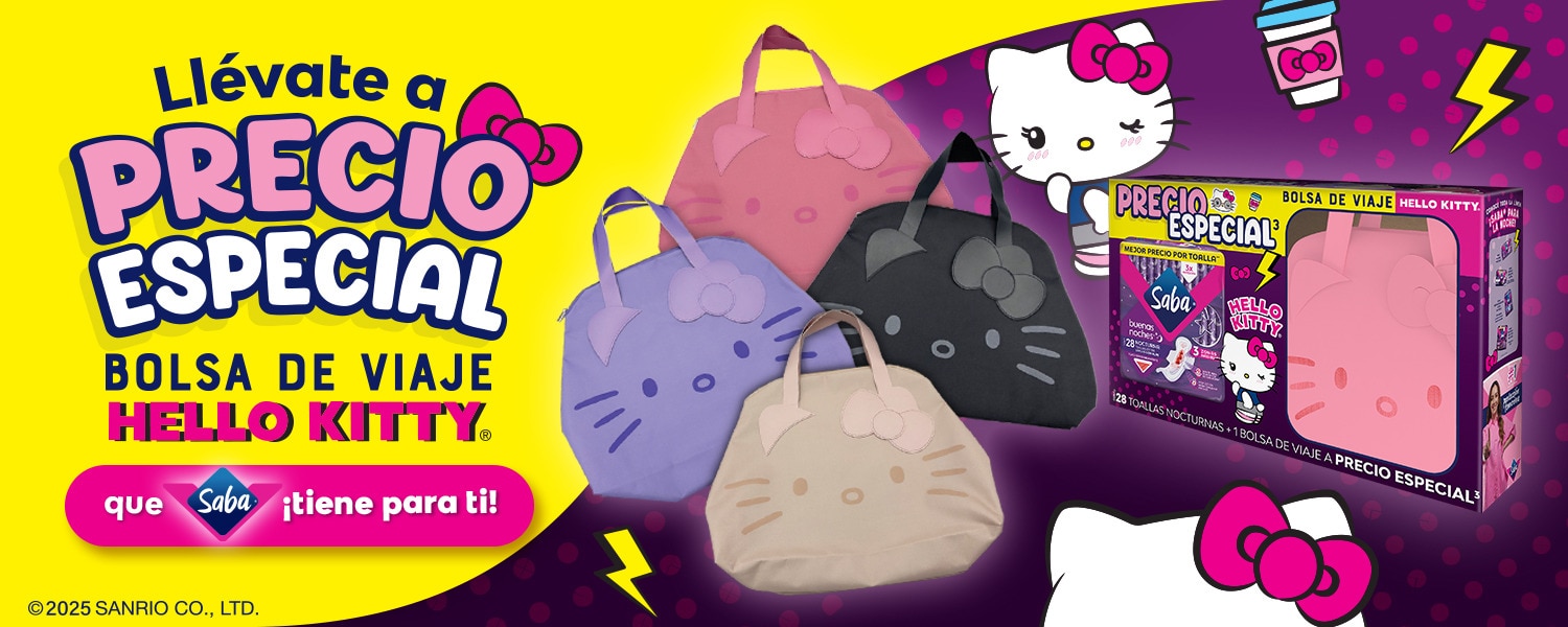 1 paquete de Toallas Buenas Noches con 28 piezas + Bolsa de viaje Hello Kitty a PRECIO ESPECIAL