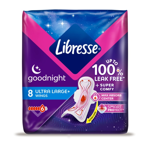 Libresse Goodnight Ultra With Wings Pack X8 Ultra Pads