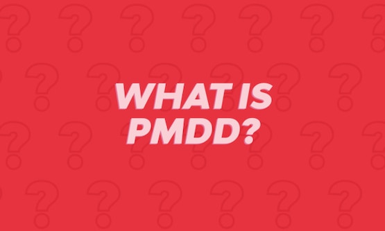 "What is PMDD?" text on a red background