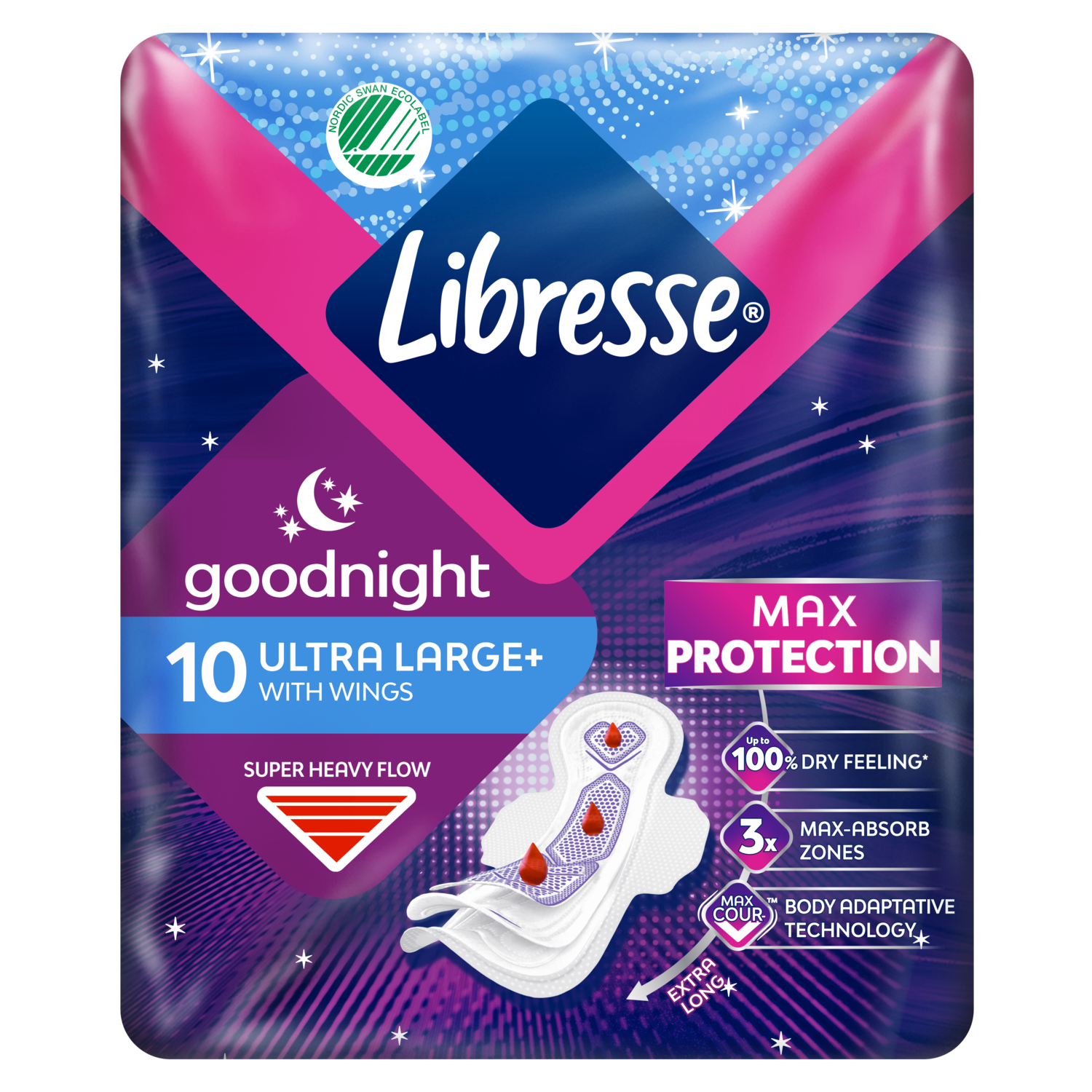 Libresse Goodnight Ultra egészségügyi betét szárnyakkal