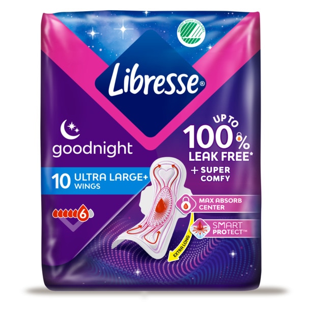 Libresse Goodnight Ultra With Wings Pack X10 Ultra Pads
