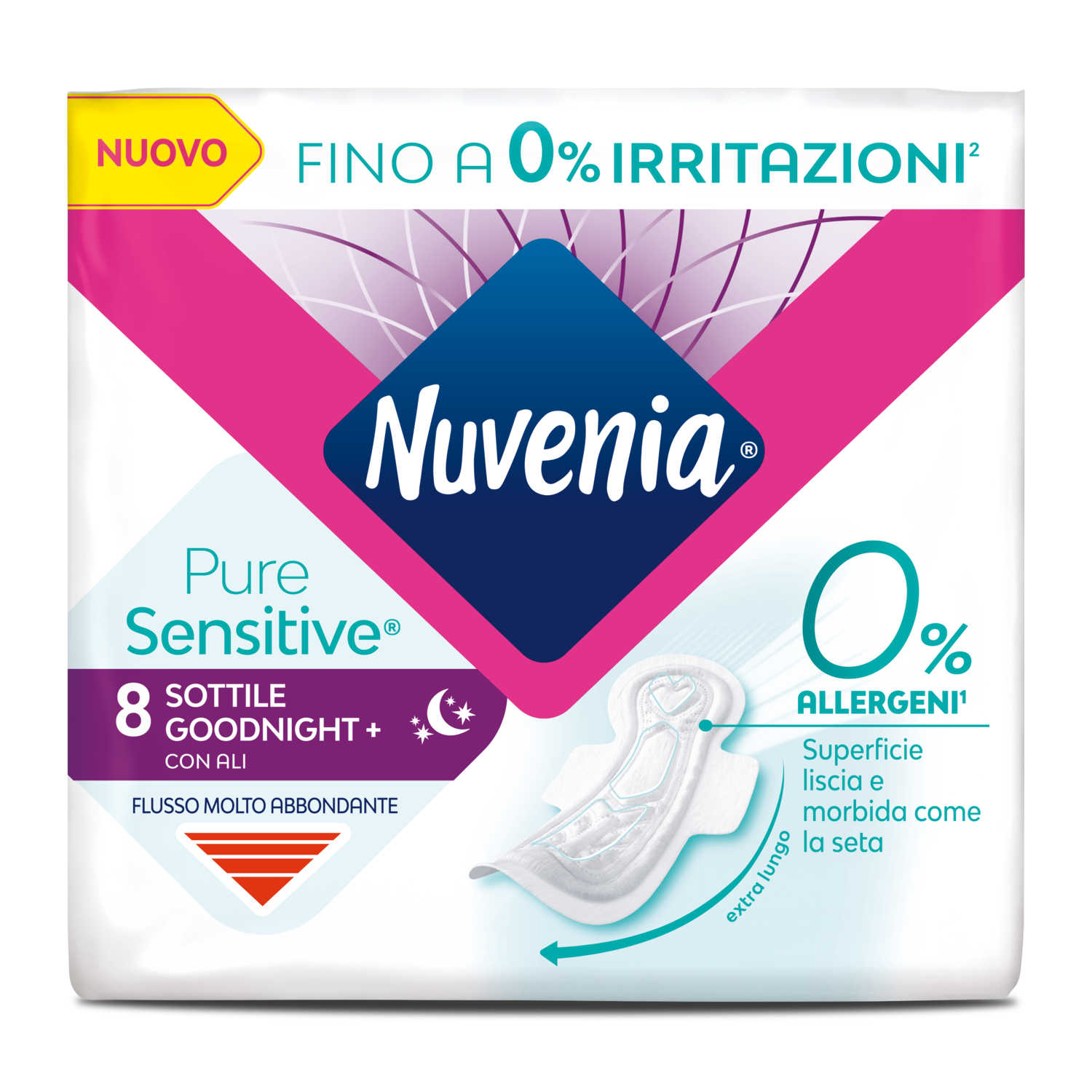 Assorbenti Pure Sensitive Sottile Notte con ali