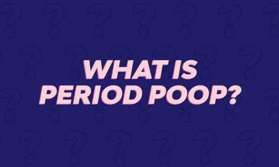 "What is period poop?" text on a blue background