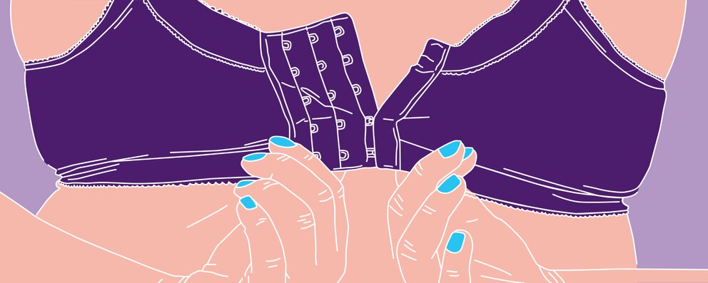 A girl unable to put up her bra