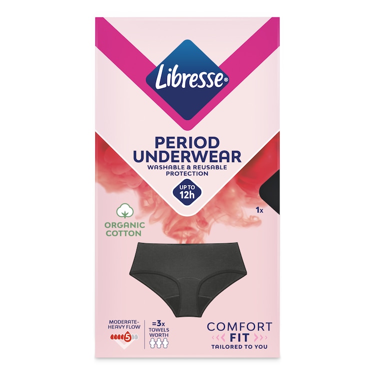 Libresse menstruatie ondergoed Hipster zwart maat XS-S-M-L