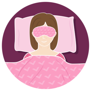 Menopausal woman sleeping with eye mask on