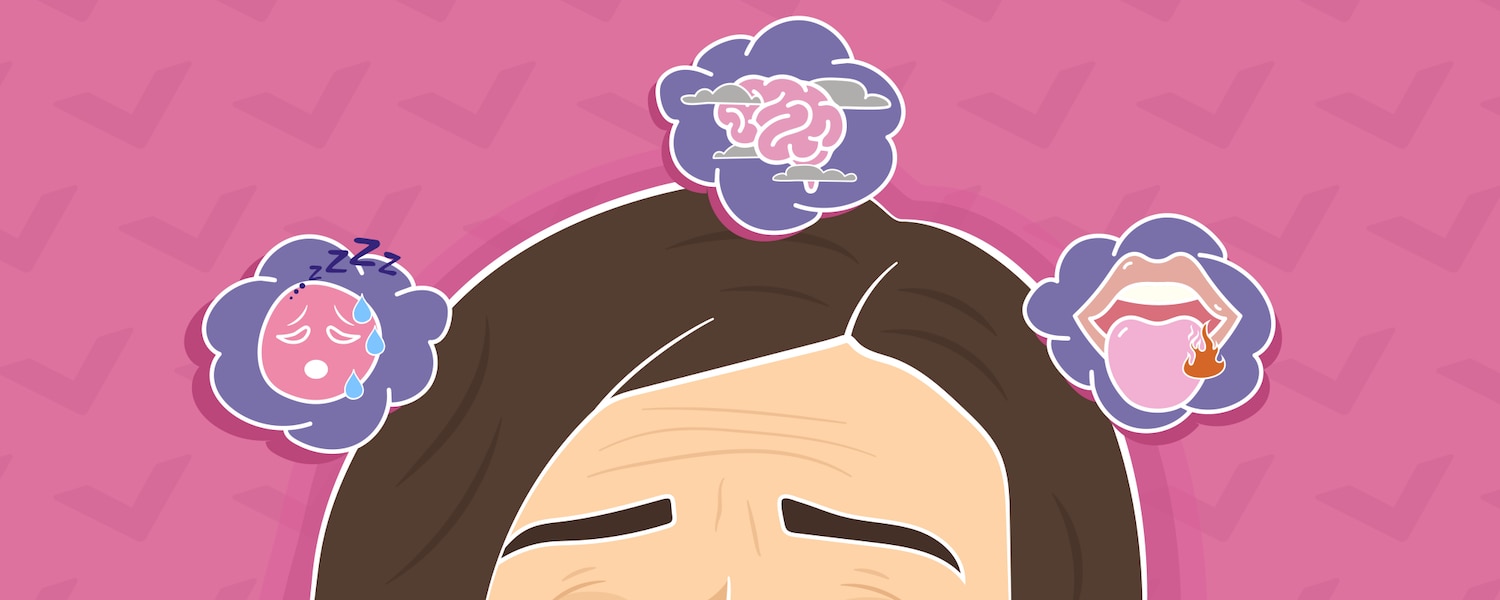 Menopausal woman thinking about menopause symptoms