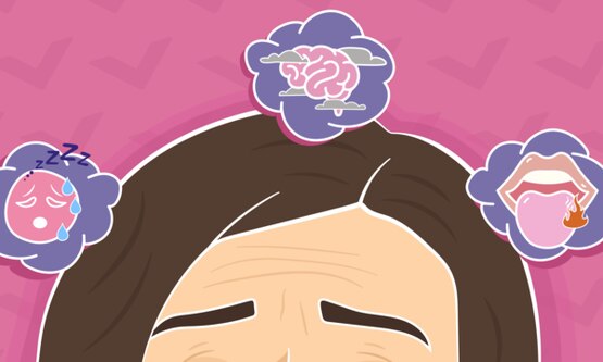 Menopausal woman thinking about menopause symptoms