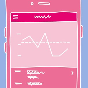 A close-up shot of a phone’s screen displaying graphs and information after working out