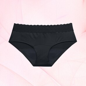 Hipster Heavy Lace Waistband Black Front Fluid