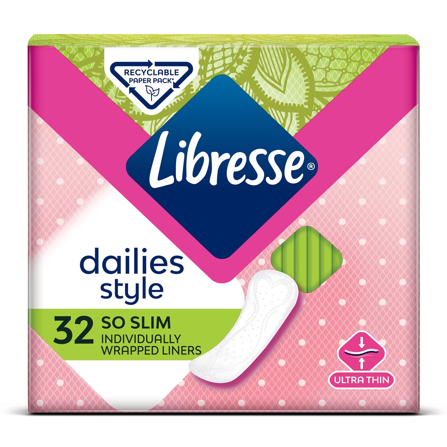 Libresse Dailies Style So Slim Recyclabe Paper Pack X32 Liners