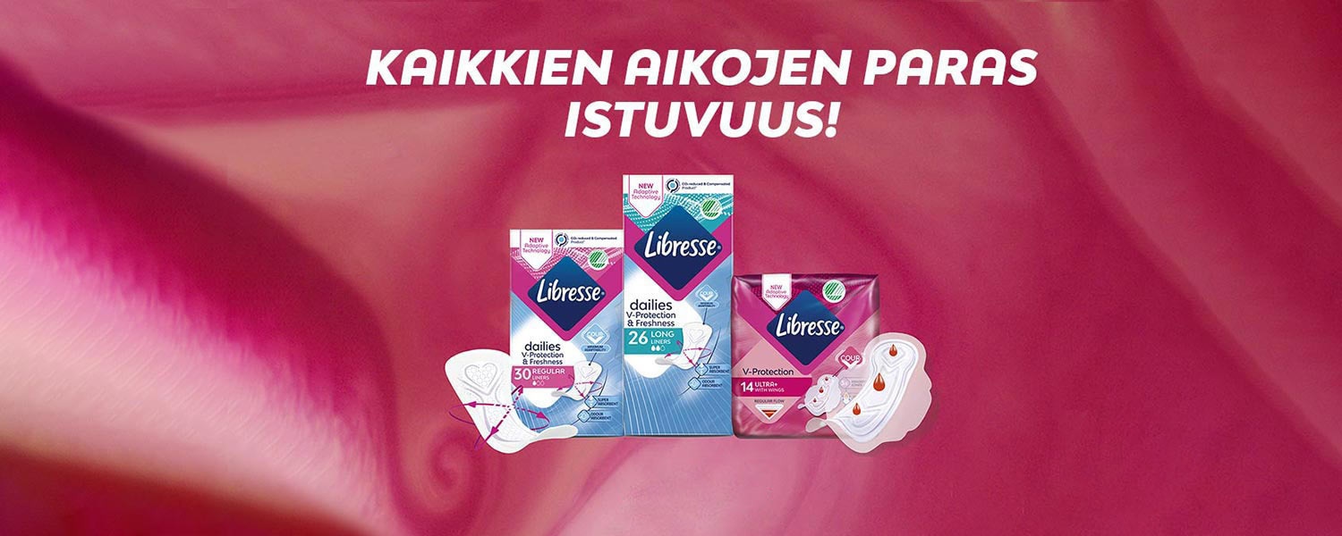 Cour-V™-teknologiaa hyödyntäviin pikkuhousunsuojiimme ja siteisiimme