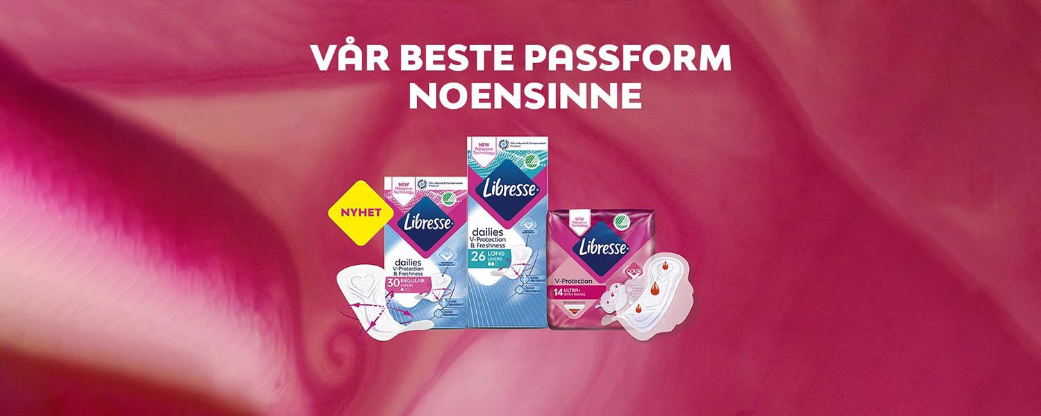 Libresse truseinnlegg og bind med Cour-V™-teknologi