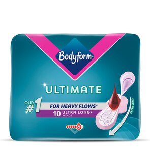 Pack of 10 Bodyform Ultimate ultra long+ with wings