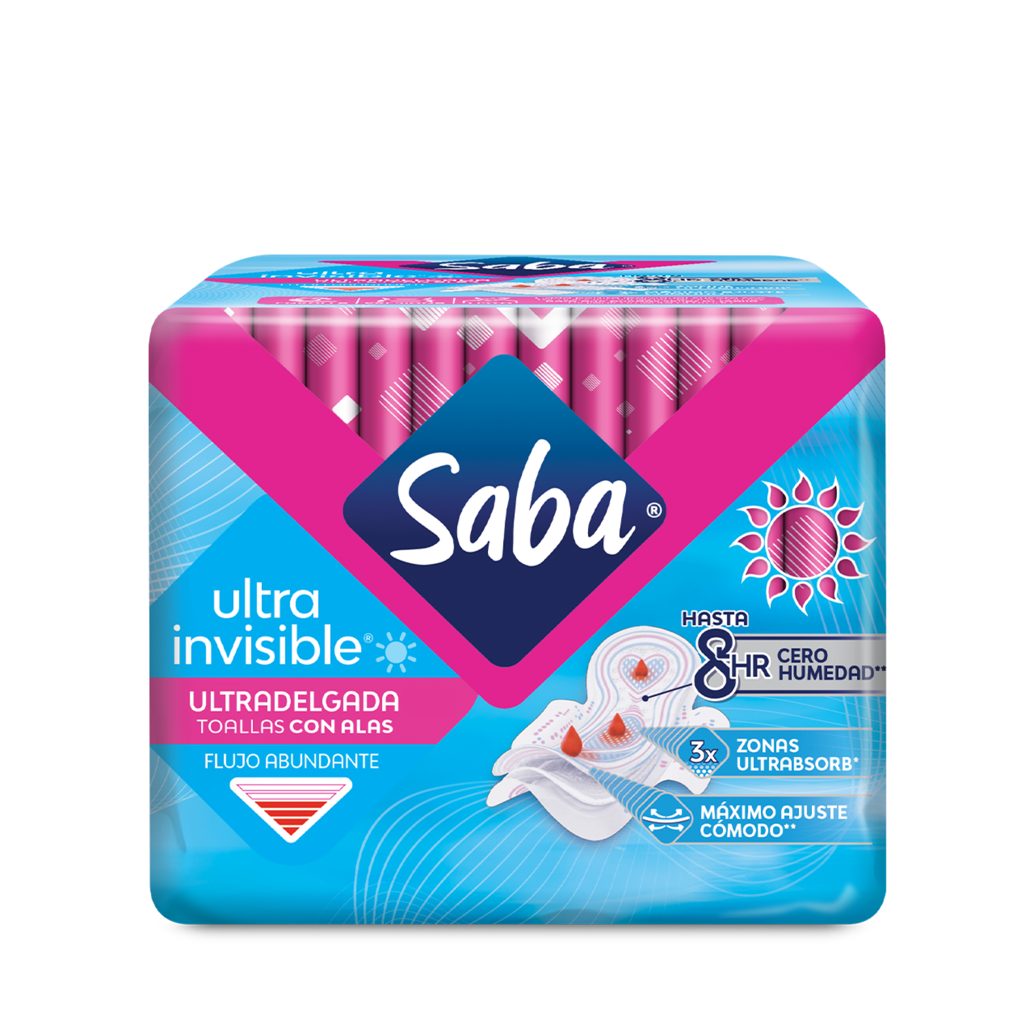Saba® Ultra Invisible® Toallas Ultradelgadas con alas