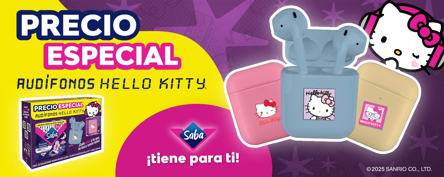 1 paquete de Toallas Buenas Noches Extra 28 piezas + Audífonos Hello Kitty a precio especial