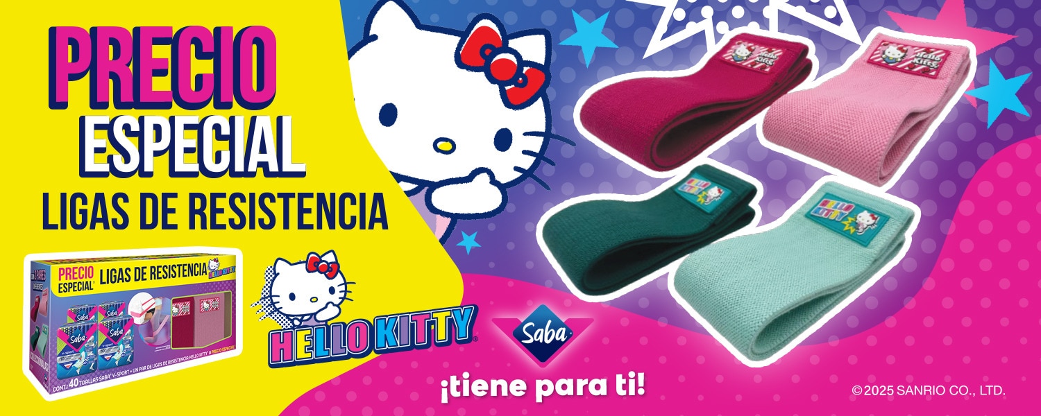 Kit de 4 paquetes Toallas Sport Sport Ultrathin Lng 10 piezas + Ligas de Resistencia Hello Kitty.