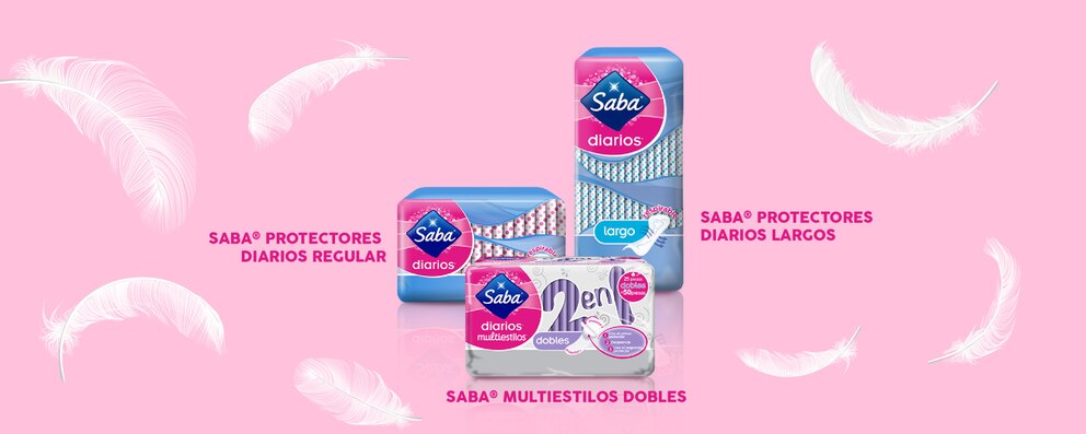 imagen de los protectores diarios sobre un fondo rosa - Saba