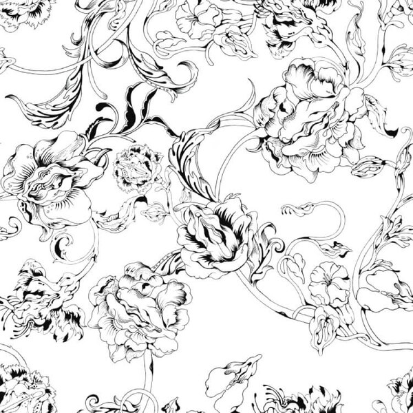 Black and white flower illustration