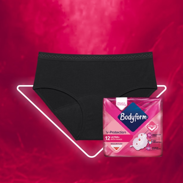 Bodyform Bundles - 1 pair of Bodyform period pant, x3 free packs of Bodyform Period Pads