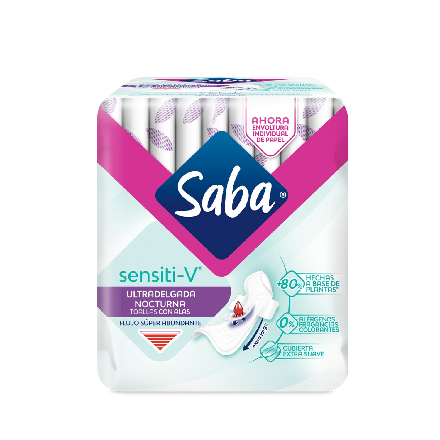 Saba® Sensiti-V® ultradelgada nocturna con alas