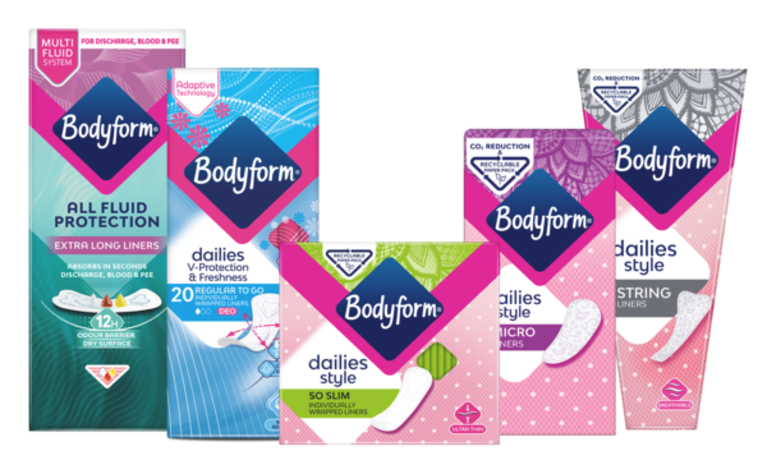 Bodyform's range of Liners