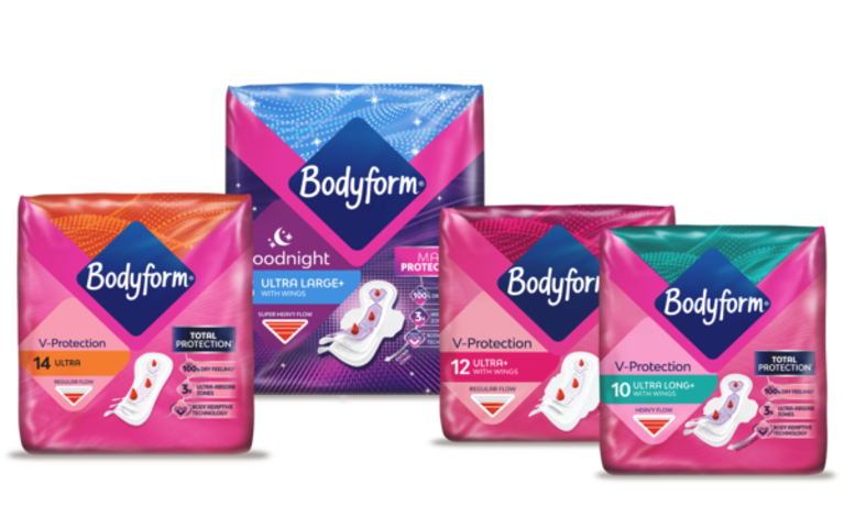 Bodyform's range of Period Pads