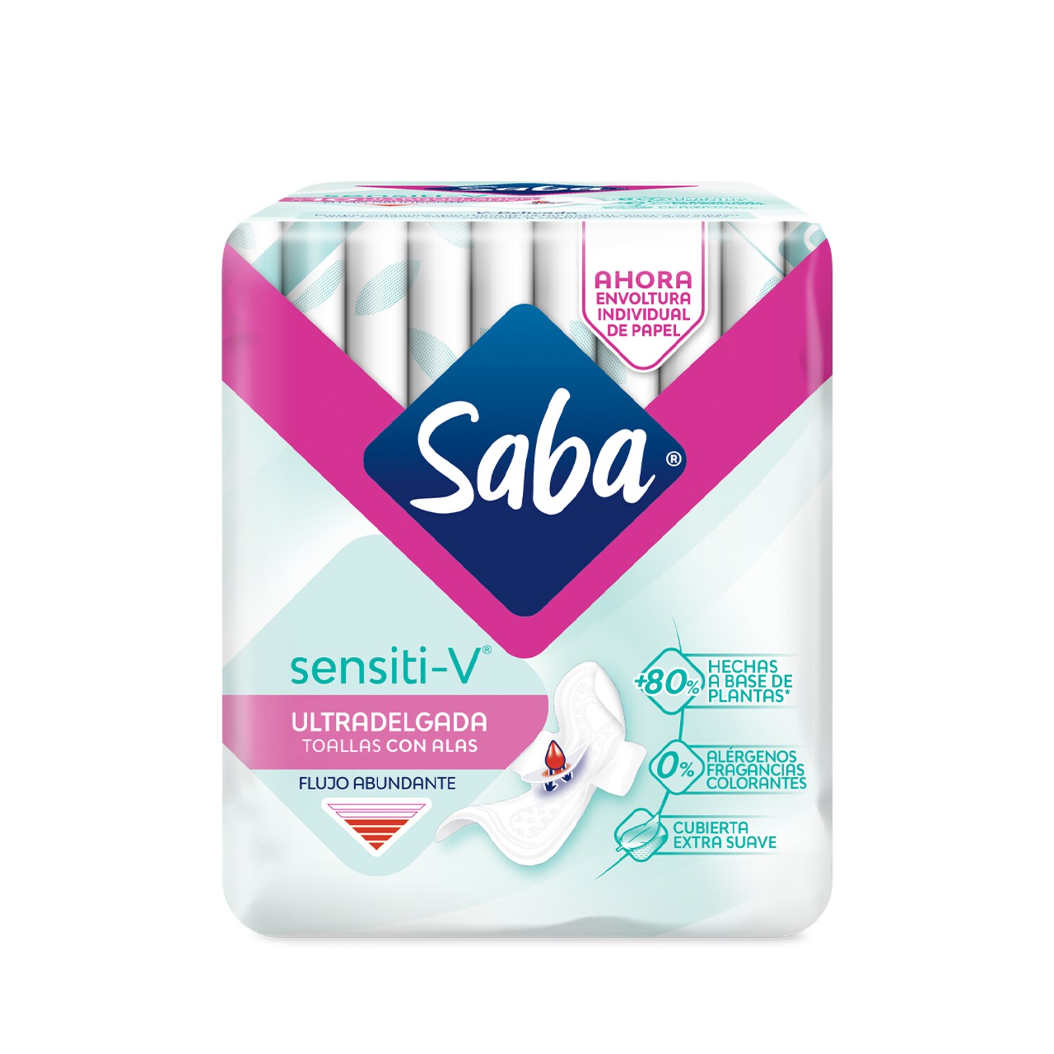 Saba® Sensiti-V® ultradelgada de día con alas