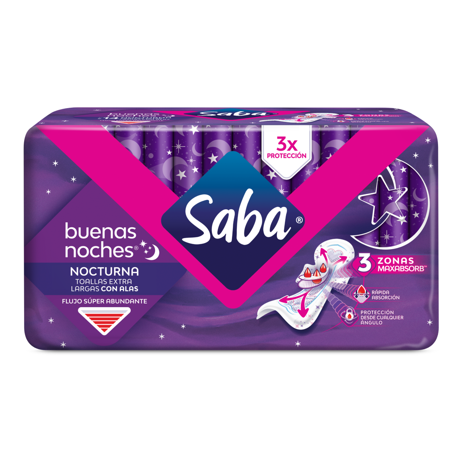 Saba® Buenas Noches Toallas Nocturnas Extra Largas Con Alas Saba® 9463