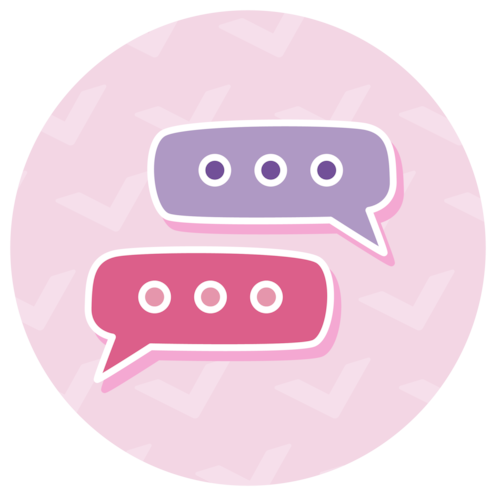 Two speech bubbles indicating talking