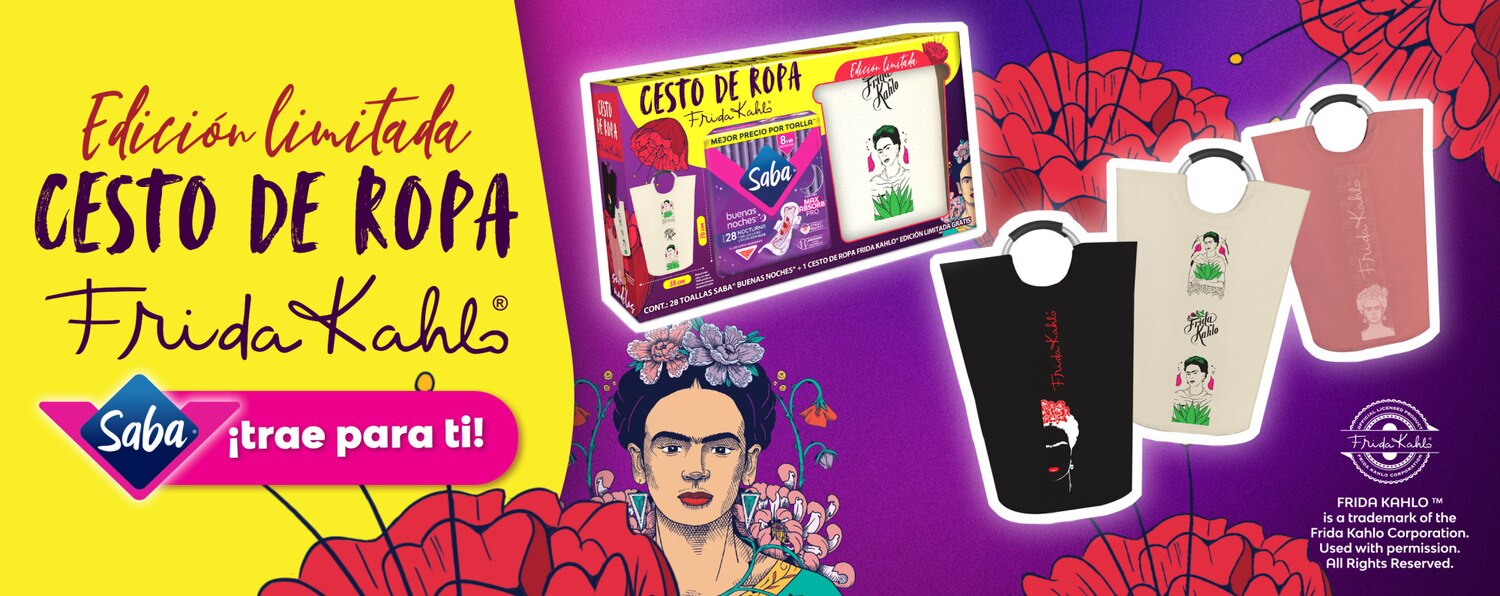 1 paquete de Buenas Noches de 28 piezas + Cesto de Ropa con la licencia de Frida Kahlo