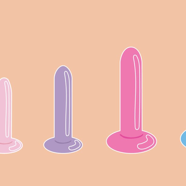 Vaginal dilators in different sizes for vaginismus treatment.