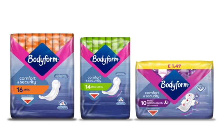 Bodyform's range of Maxi Towels