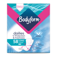 Pack of Bodyform Dailies Fresh & Protect Long Liners
