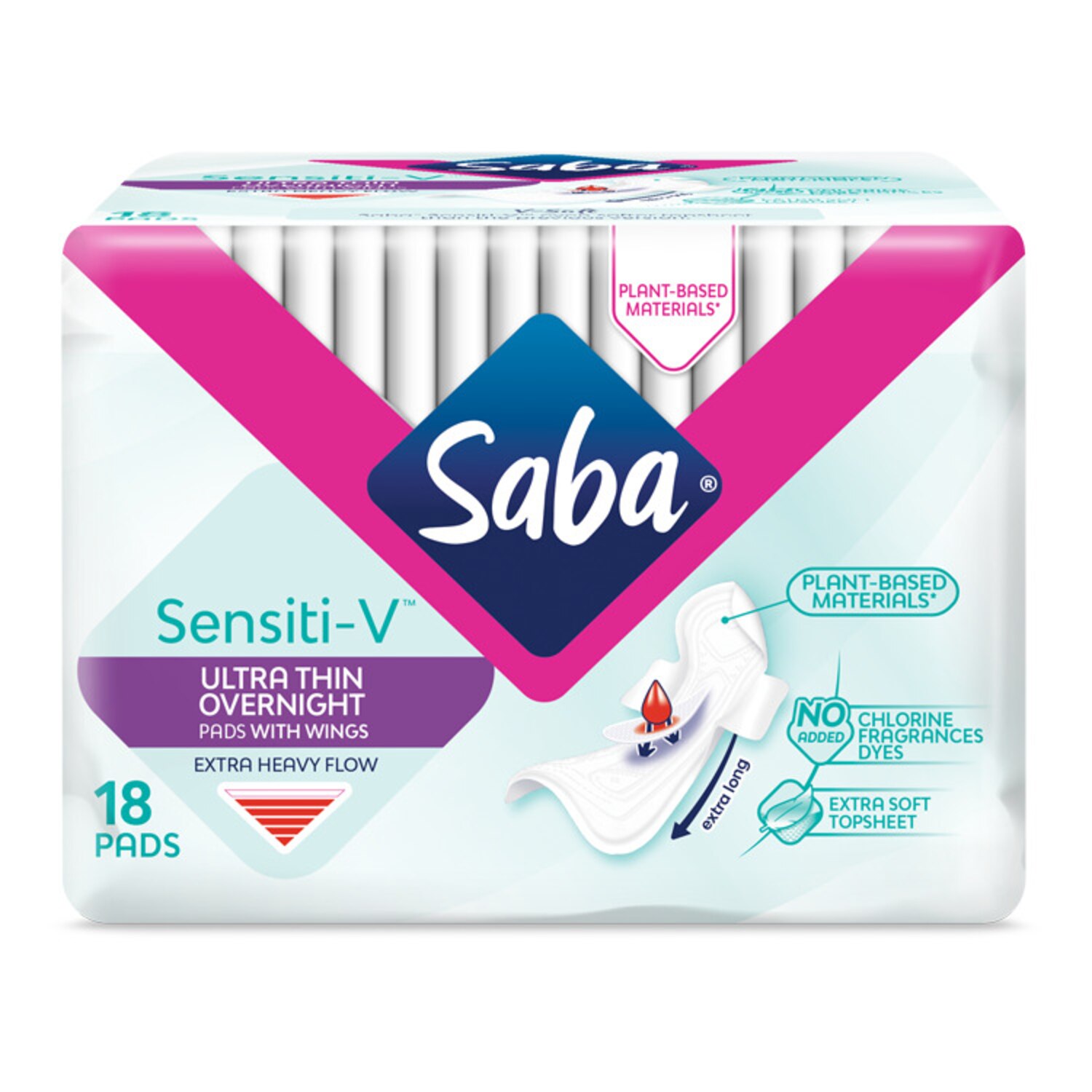Saba® Sensiti-V™ Ultra-Thin Overnight With Wings