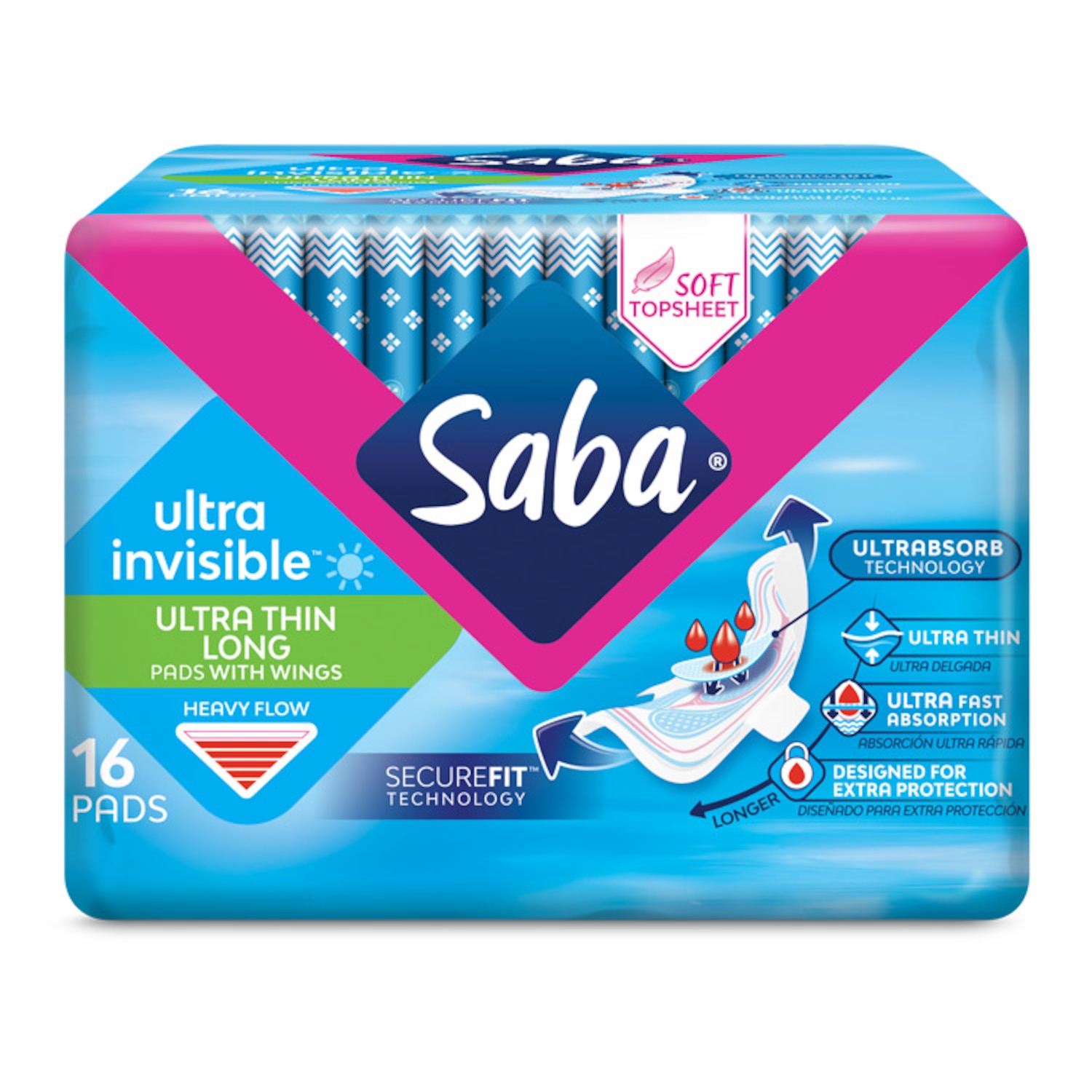 Saba® Ultra Invisible™ Ultra Thin Long with Wings