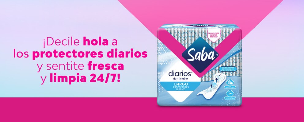 Imagen de los protectores intimos sobre un fondo rosa - Saba