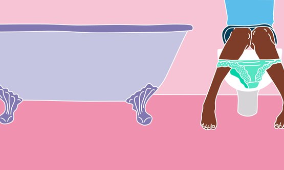 Illustration of lady on toilet