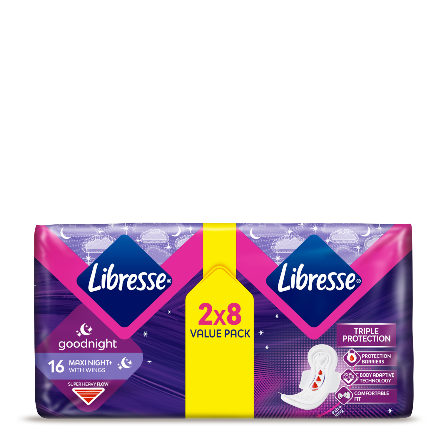 Libresse Goodnight With Wings Value Pack X16 Maxi Pads Landscape