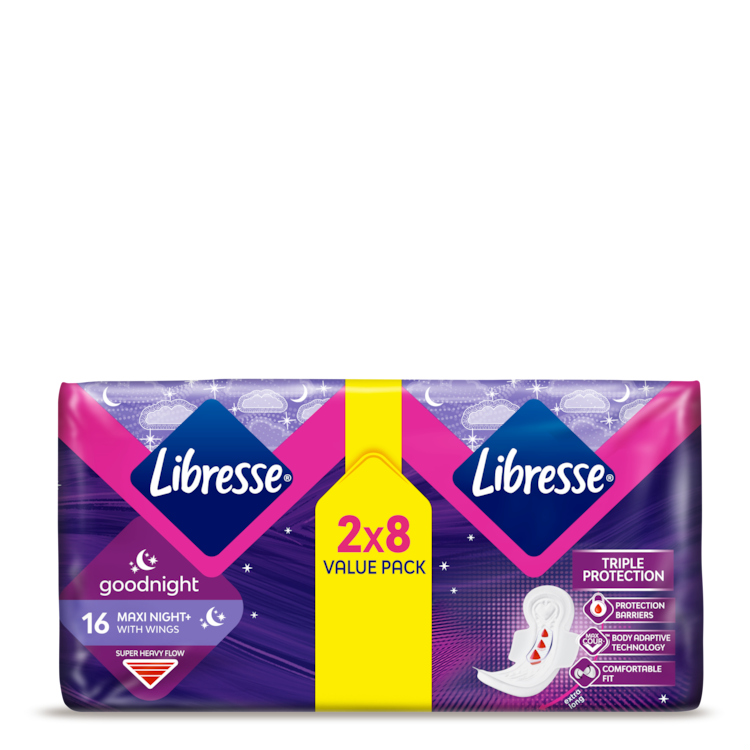 Libresse Goodnight With Wings Value Pack X16 Maxi Pads Landscape