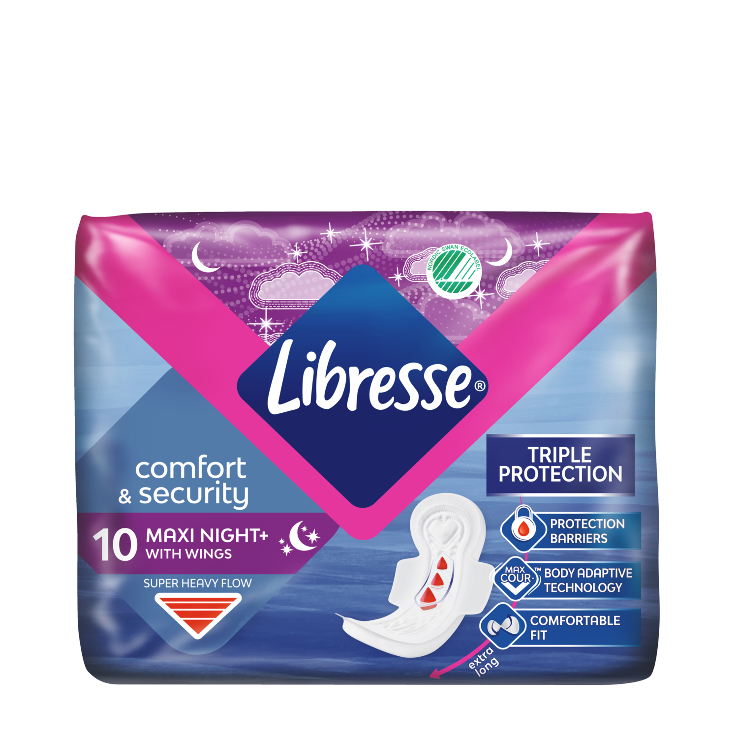 Libresse Maxi+ Goodnight maandverband met vleugels