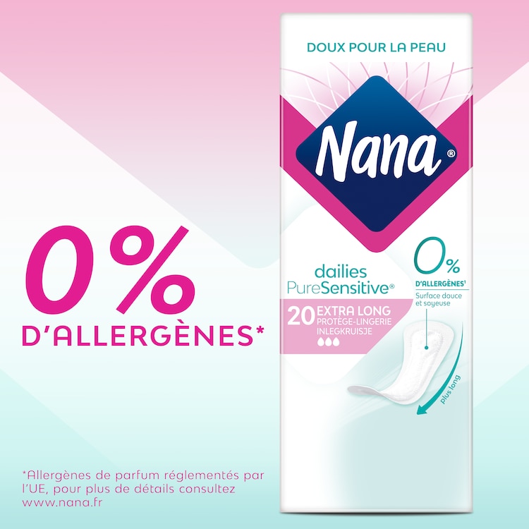 Claim Allergens Nana Puresensitive Femcare Liner Pure Sensitive Extra Long X20 Region South West